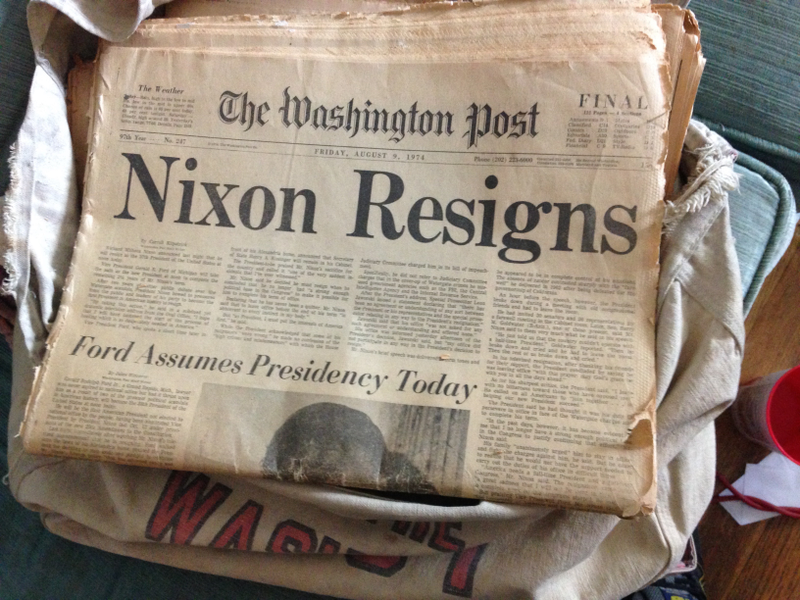 The writer’s undelivered copy of the August 9, 1974 edition of The Washington Post